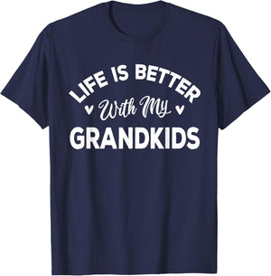 Women Life Is Better With My Grandkids Cute Grandma T-Shirt - T-Shirt | Navy