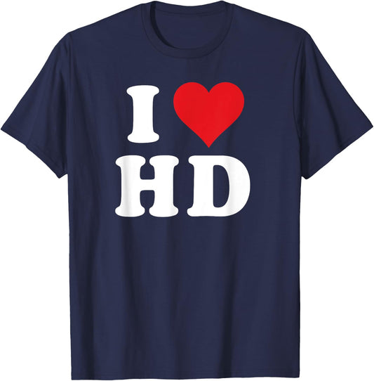 I Love HD Initials I Heart H.D. First Last Name H D T-Shirt - T-Shirt | Navy