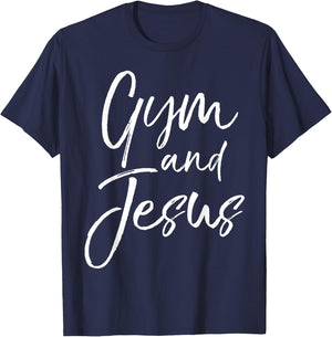 Cute Christian Workout Gift Funny Gym and Jesus T-Shirt - T-Shirt | Navy