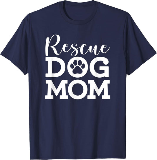 Funny Rescue Dog Mom Dog Paw Puppy Retro Women T-Shirt - T-Shirt | Navy