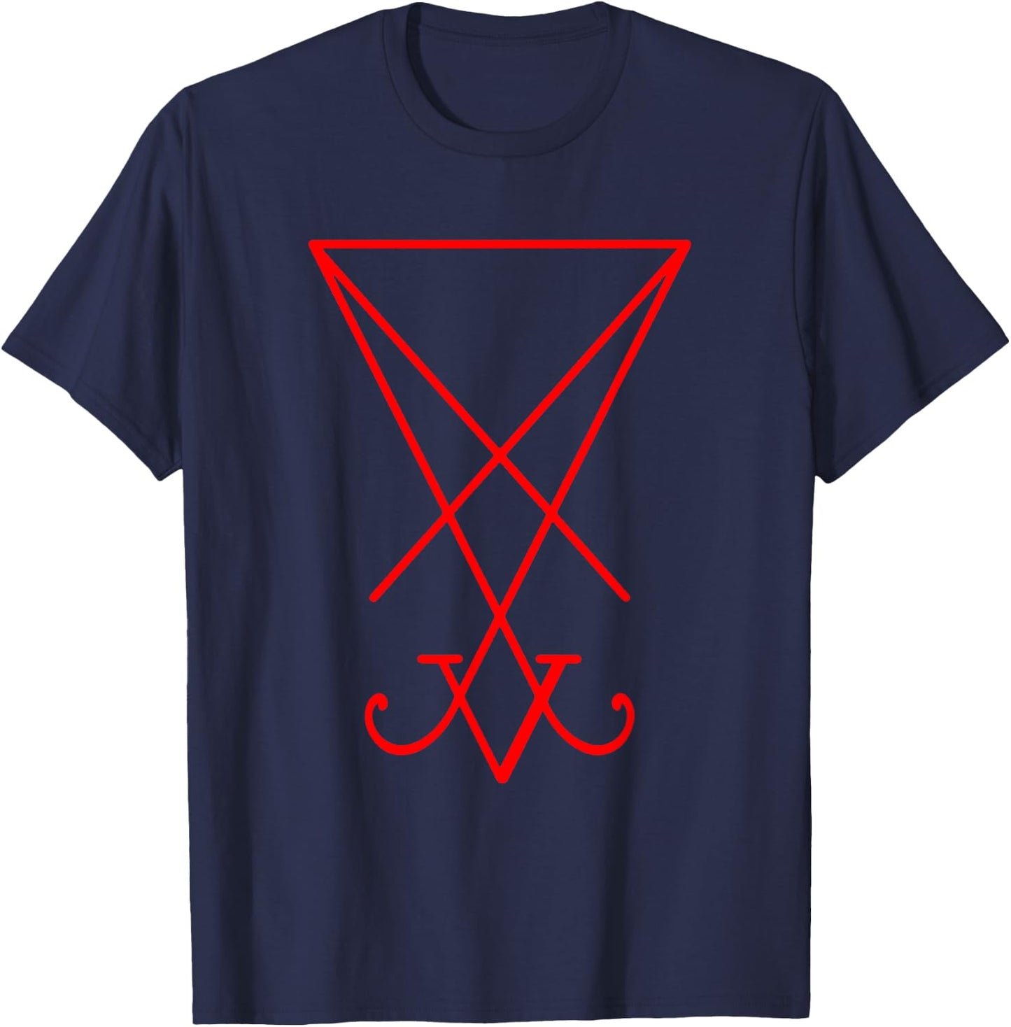The Sigil of Lucifer (Seal of Satan) Red Graphic Design T-Shirt - T-Shirt | Navy