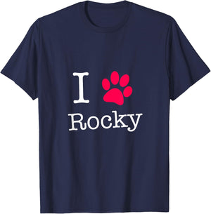 I Love Rocky Dog Name Gift Shirt for Dog Lovers Men Women Kids T-Shirt - T-Shirt | Navy