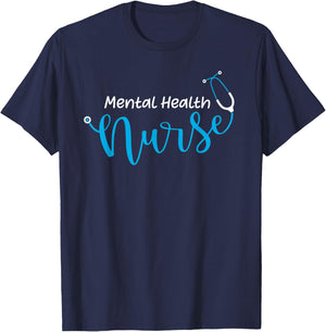 Stethoscope Mental Health Nurse T-Shirt - T-Shirt | Navy