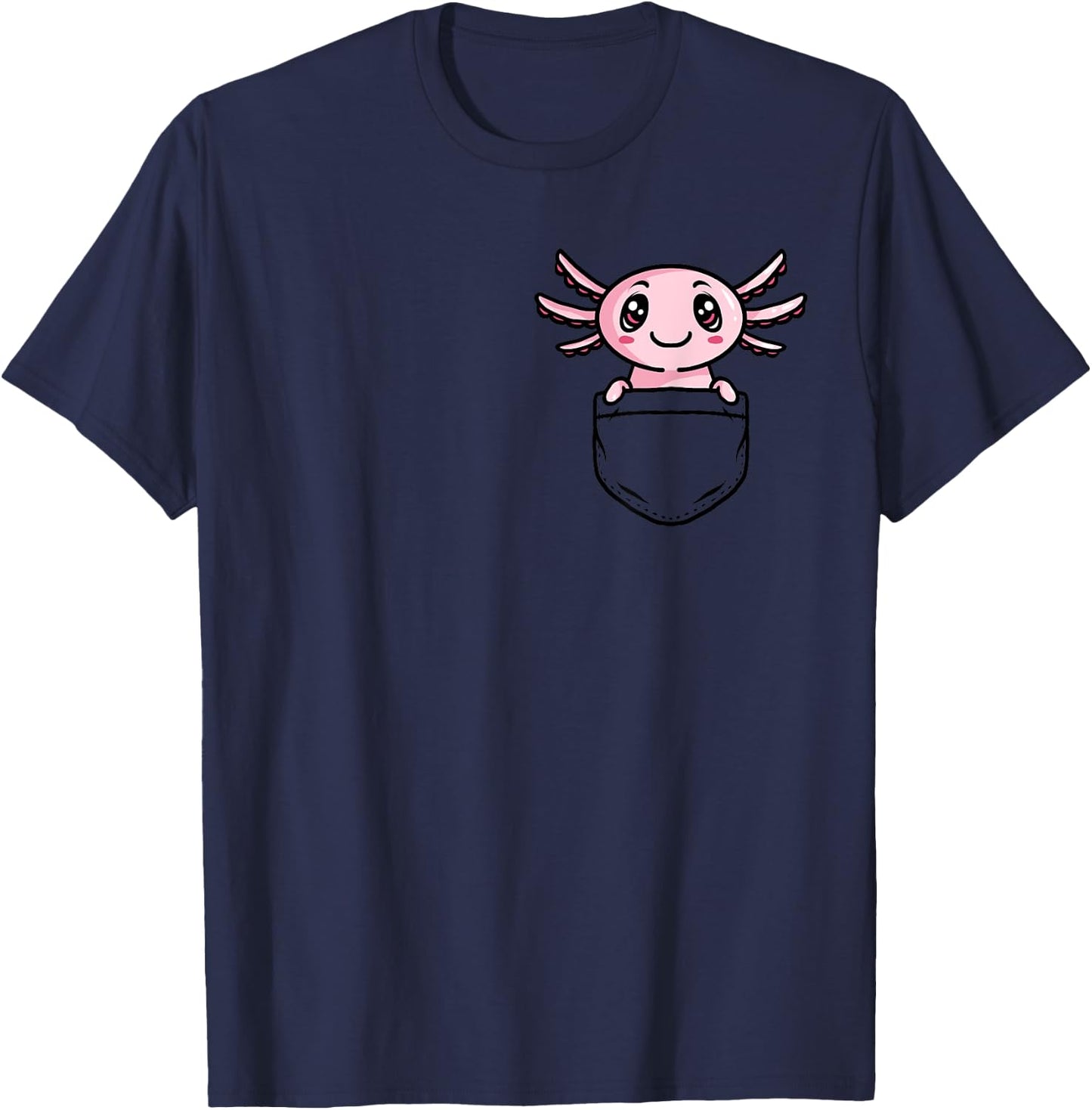 Kawaii Axolotl in Pocket Amphibian Animal Axolotl Lover T-Shirt - T-Shirt | Navy
