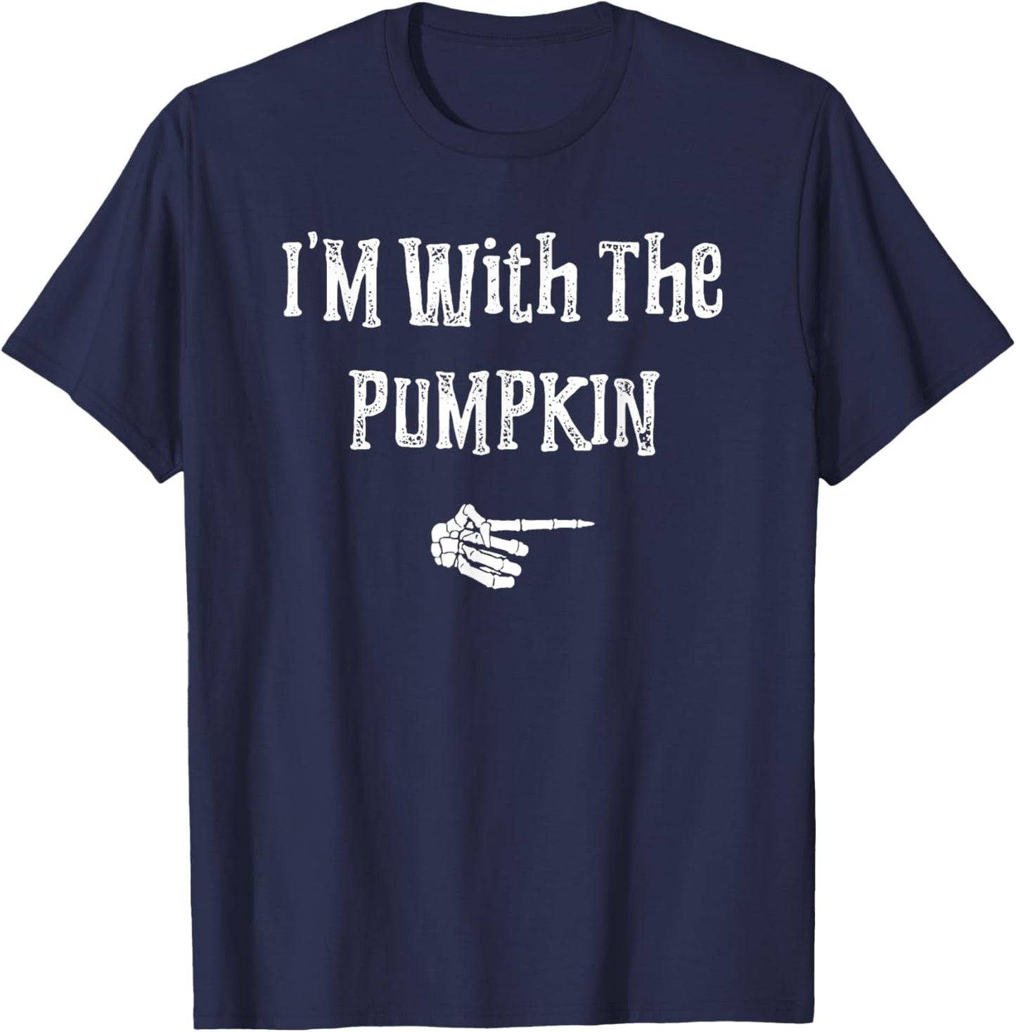 I'm With Pumpkin Halloween Costume Funny Couples Matching T-Shirt - T-Shirt | Navy