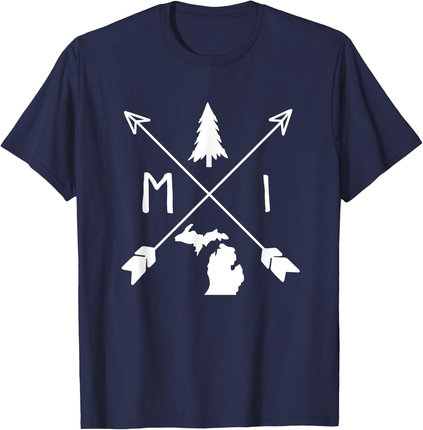 Michigan Up North Home State Midwest Vintage Retro T-Shirt - T-Shirt | Navy