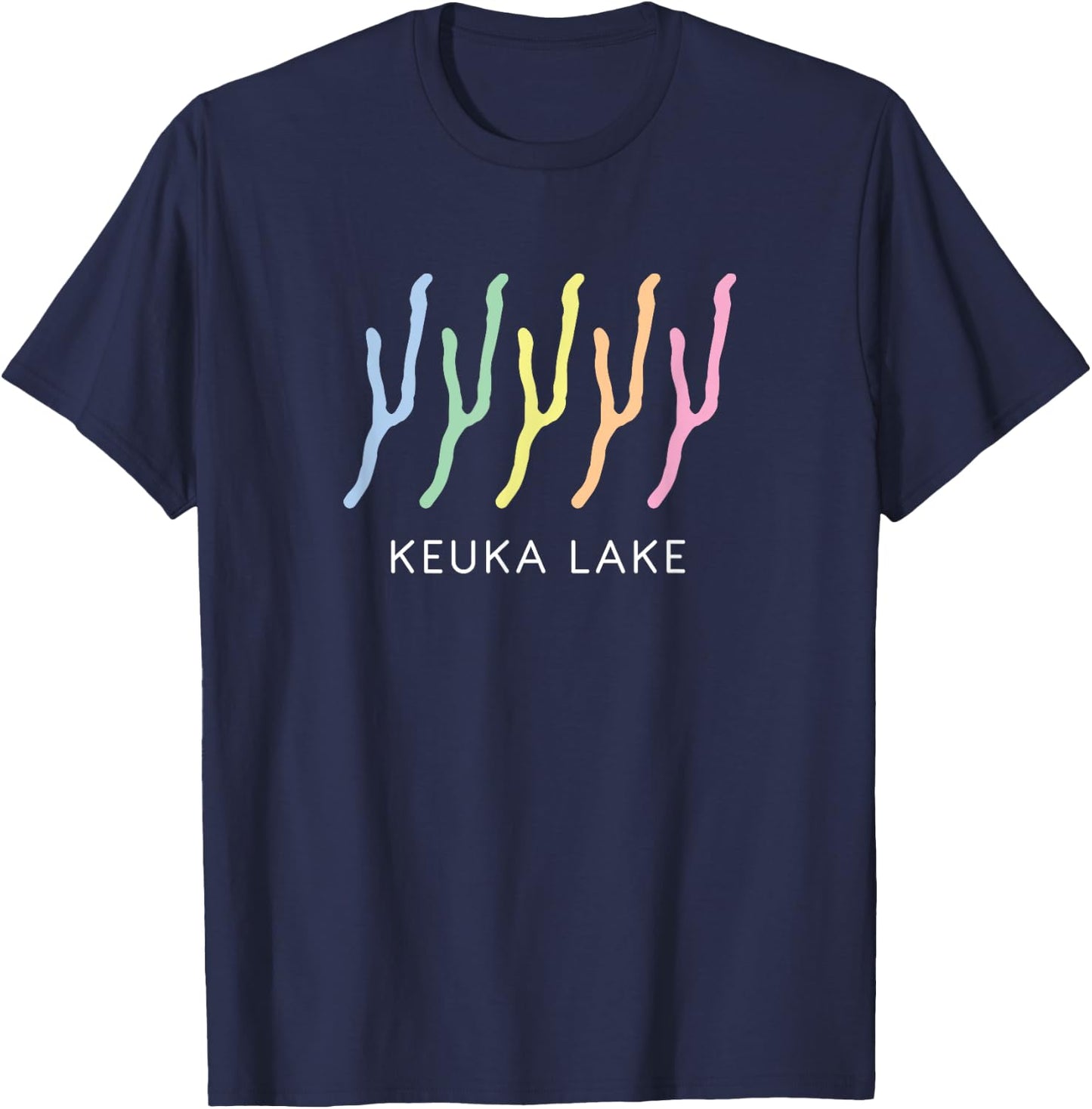 Keuka Lake - Finger Lakes New York - Pride Rainbow T-Shirt - T-Shirt | Navy