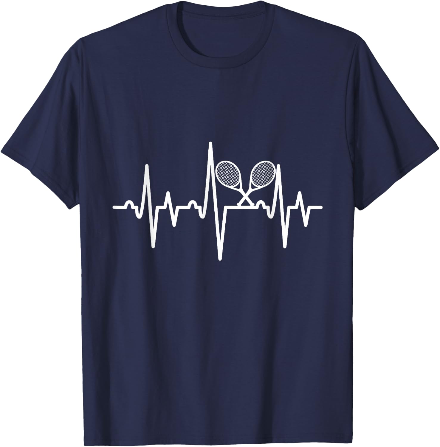 Tennis Heartbeat Tennis Racket Player T-Shirt - T-Shirt | Navy