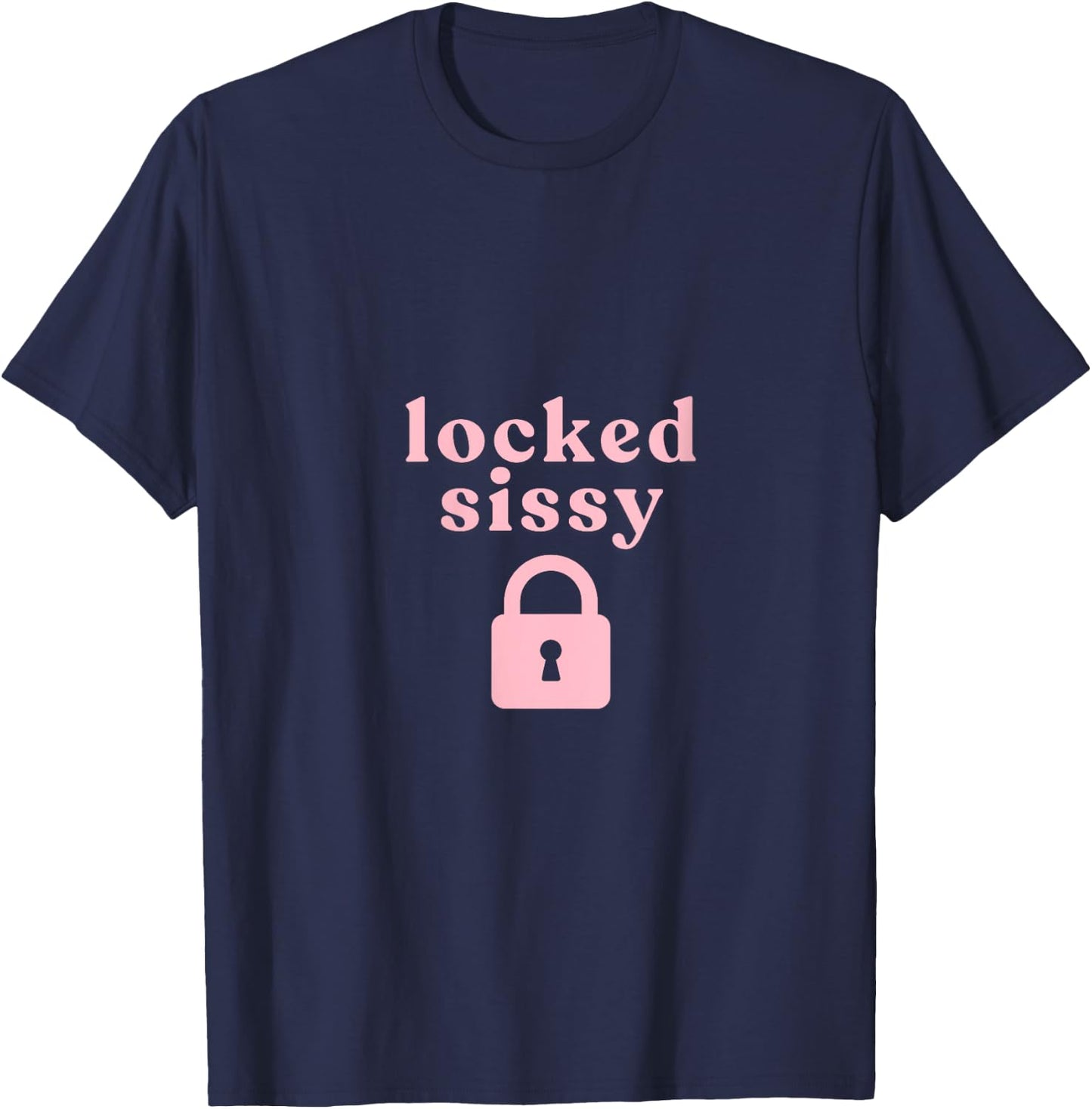 Pink Locked Sissy with chastity lock V-Neck T-Shirt - T-Shirt | Navy