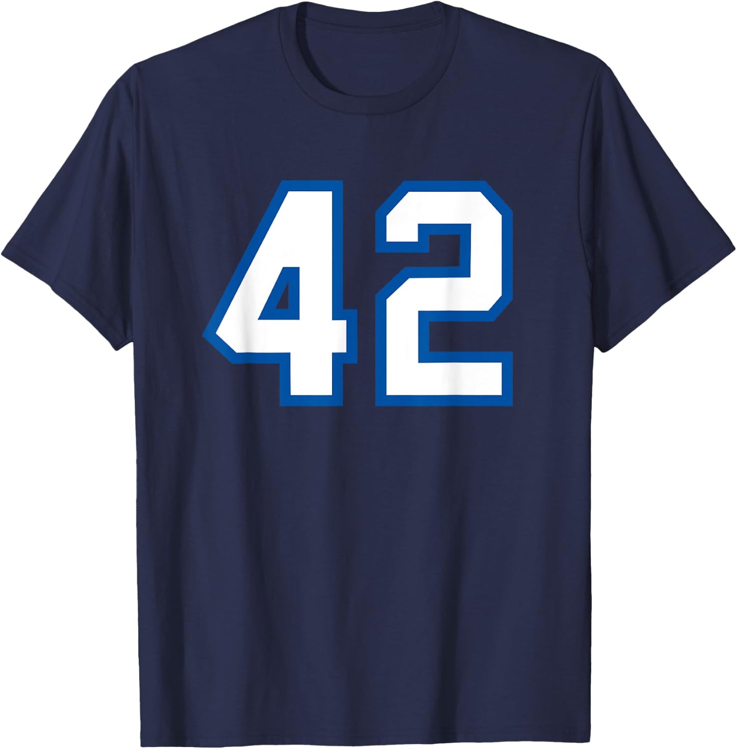 Number #42 Sport White Blue Number T-Shirt - T-Shirt | Navy