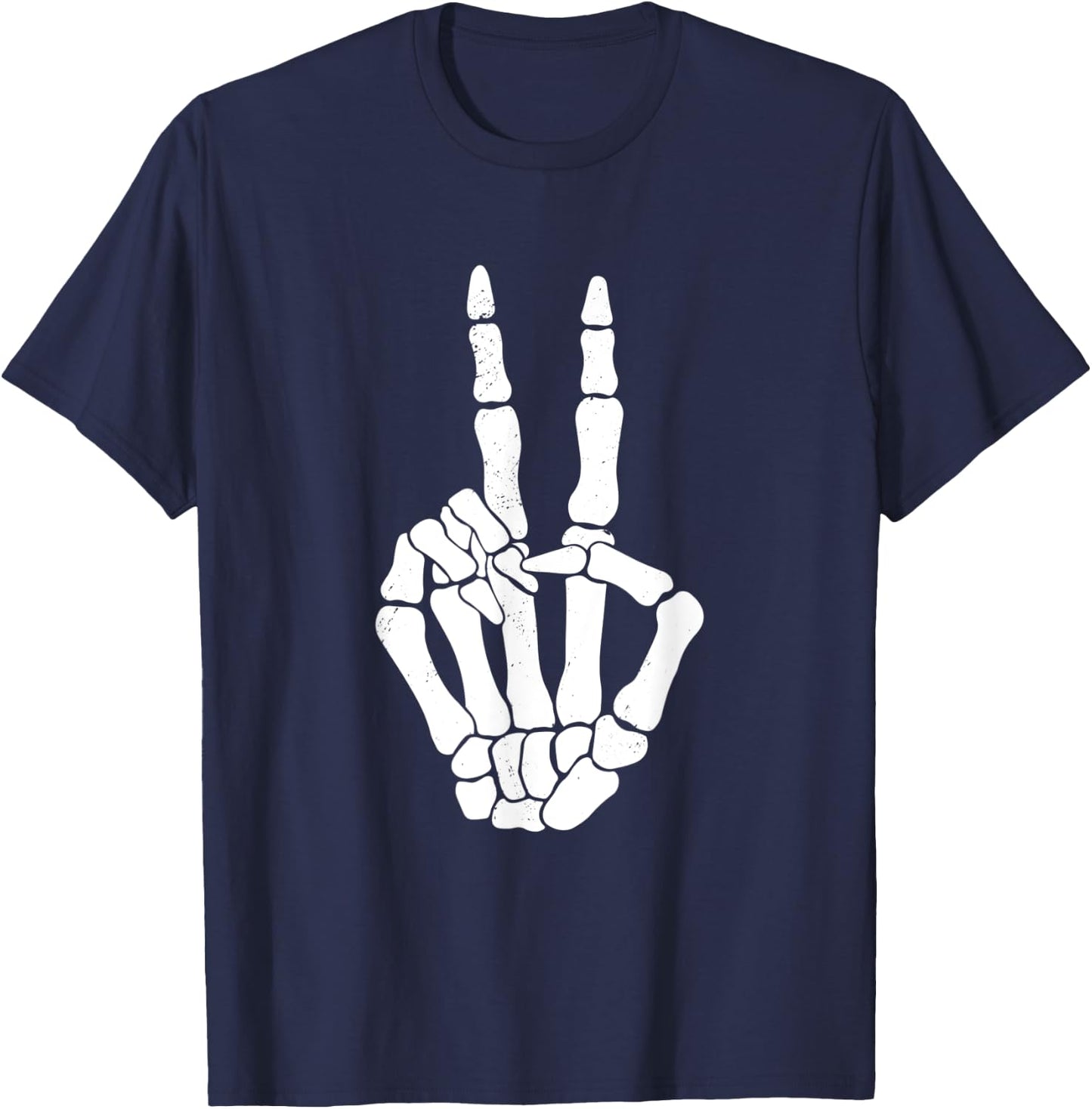 Skeleton Peace Sign Skeleton Halloween Creatures Love T-Shirt - T-Shirt | Navy