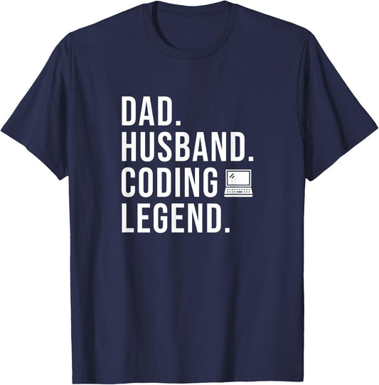 Dad Husband Coding Legend Superpower Funny Coder Programmer T-Shirt - T-Shirt | Navy