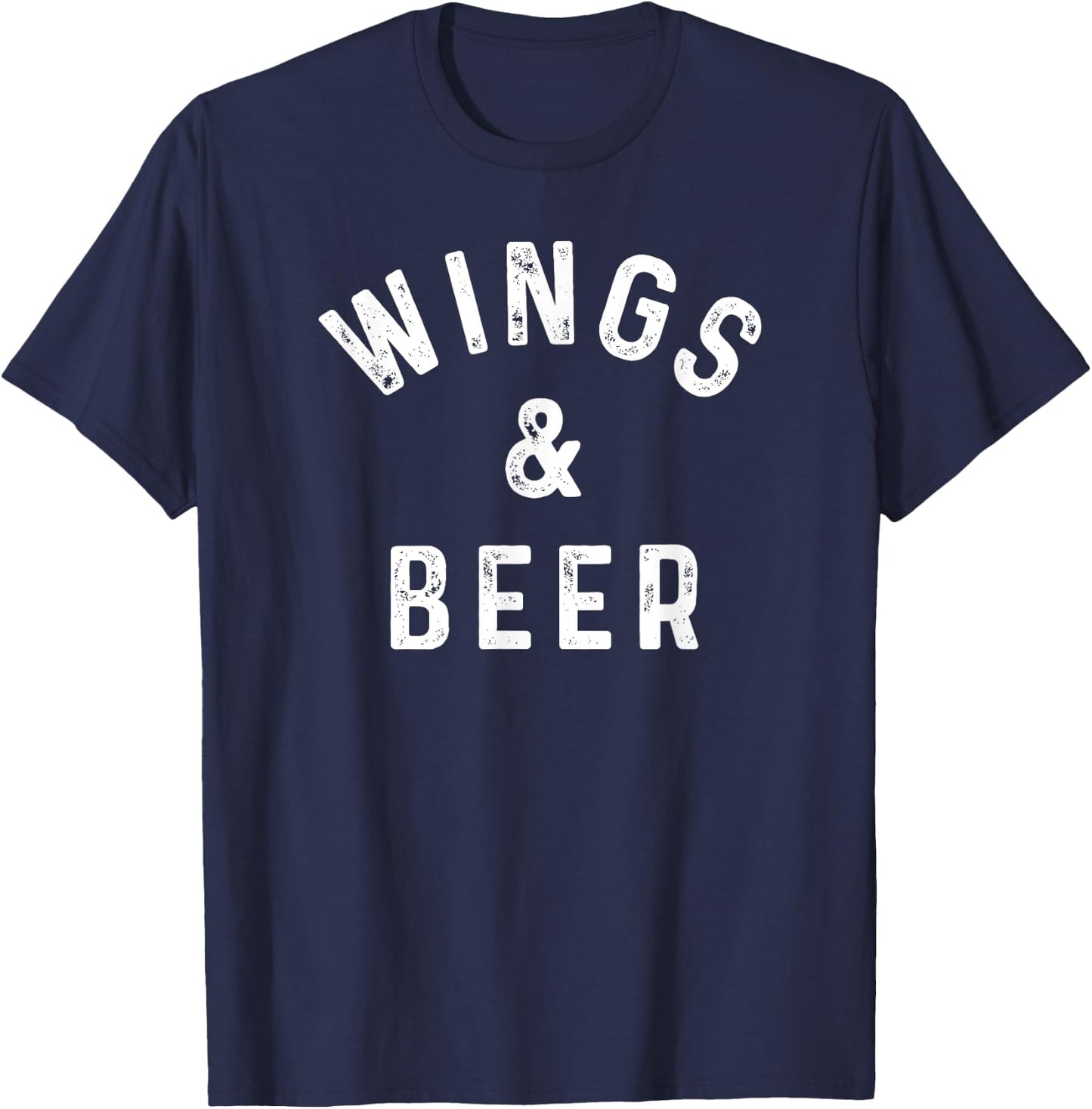 Wings & Beer Funny Buffalo Chicken and Beer Drinker T-Shirt - T-Shirt | Navy