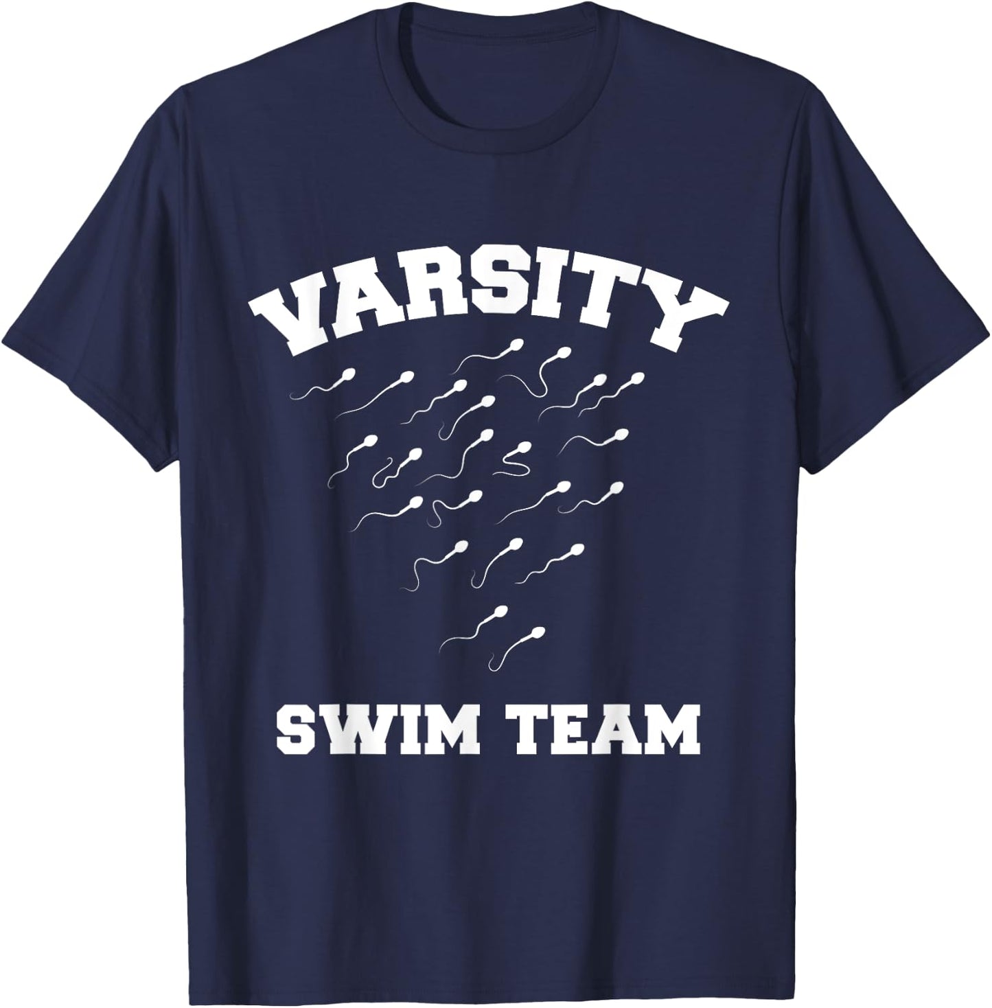 CRUDO Varsity Swim Team Swimming Sperm -Adults Black Short Sleeve Modern T-Shirt - T-Shirt | Navy
