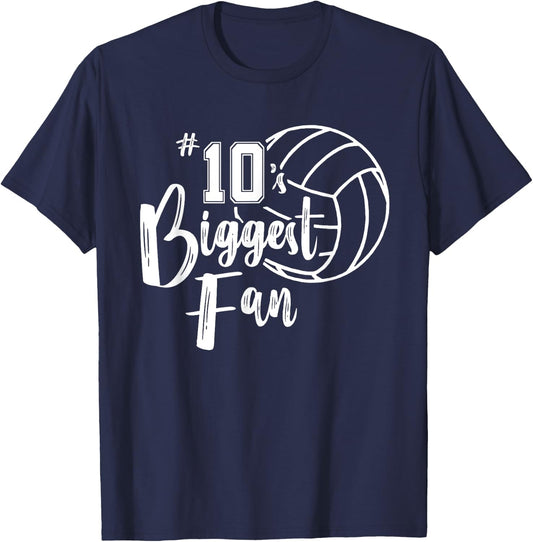 Ten 10's Biggest Fan Shirt Volleyball Mom Volleyball Dad T-Shirt - T-Shirt | Navy