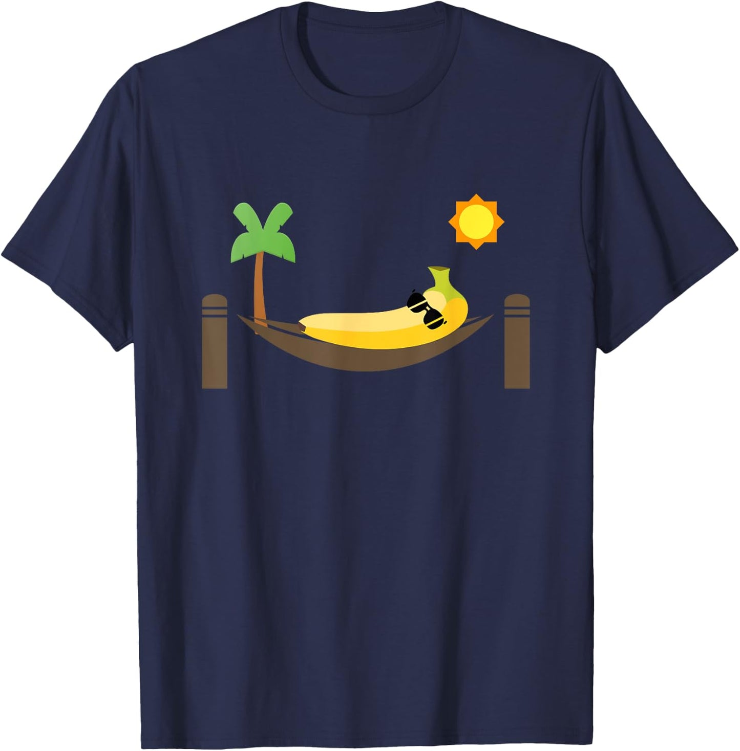 Banana in a Hammock Punny Fruit T-Shirt - T-Shirt | Navy