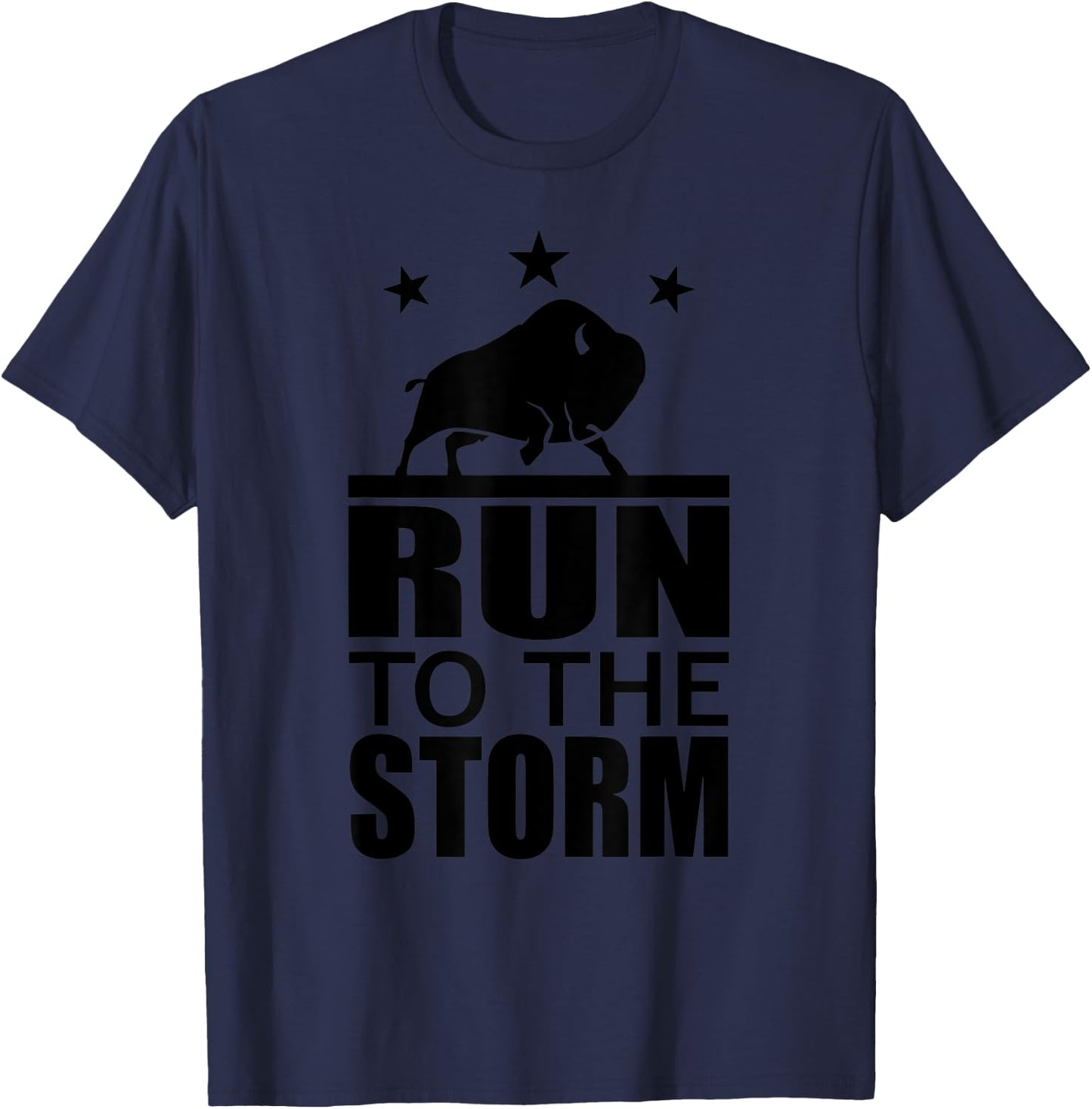 Run To The Storm - Bison American Fitness Sports Motivation T-Shirt - T-Shirt | Navy