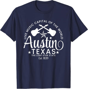Austin Texas Live Music Capital of the World Souvenir T-Shirt - T-Shirt | Navy