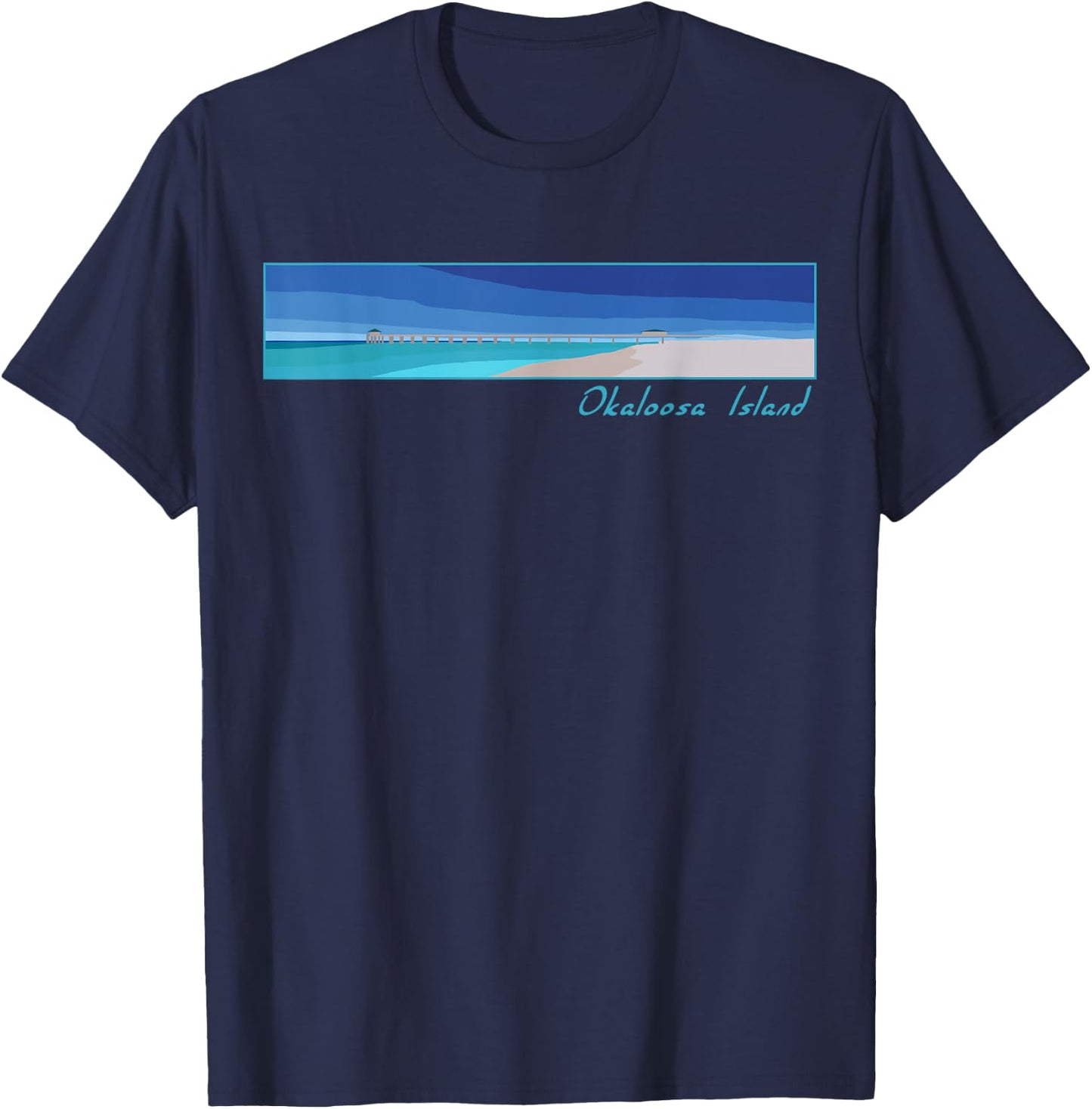 Okaloosa Island Pier, Fort Walton Beach, Florida T Shirt Men T-Shirt - T-Shirt | Navy