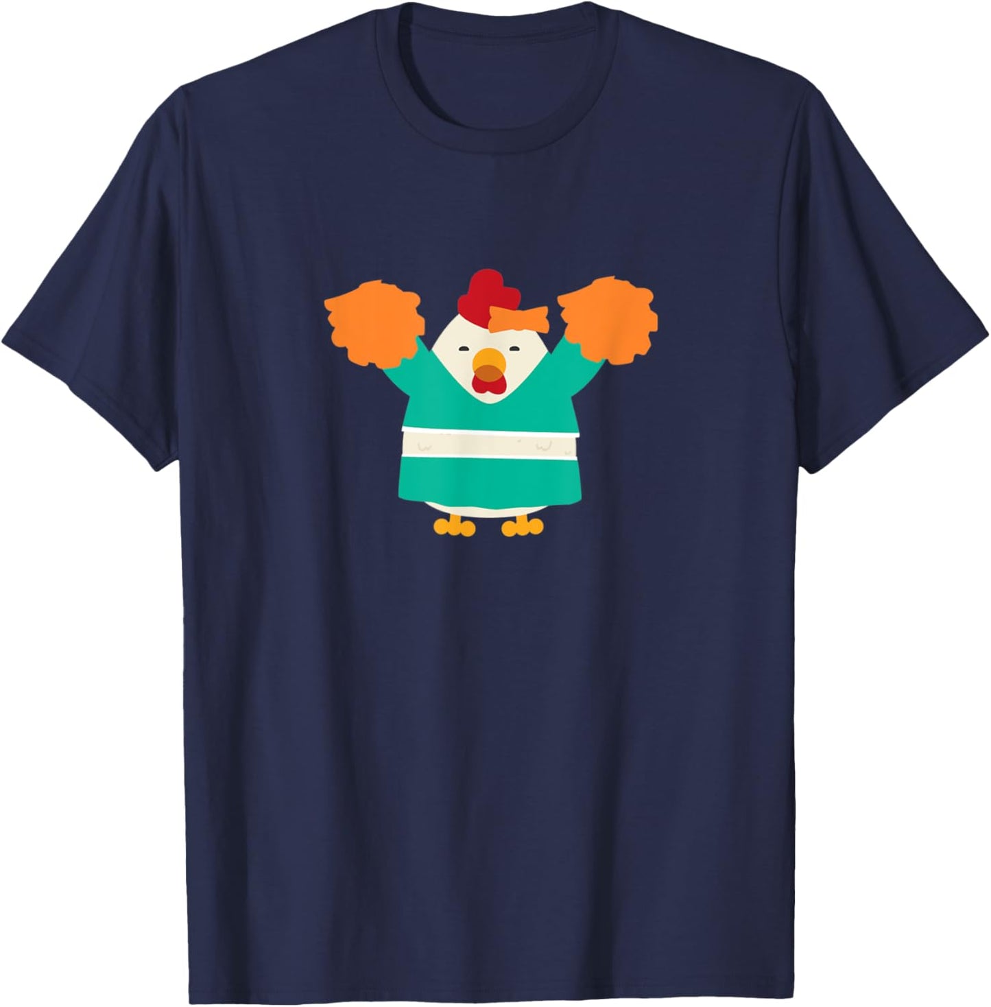 Cheerleading Chicken Funny Cheerleader Pom Poms T-Shirt - T-Shirt | Navy