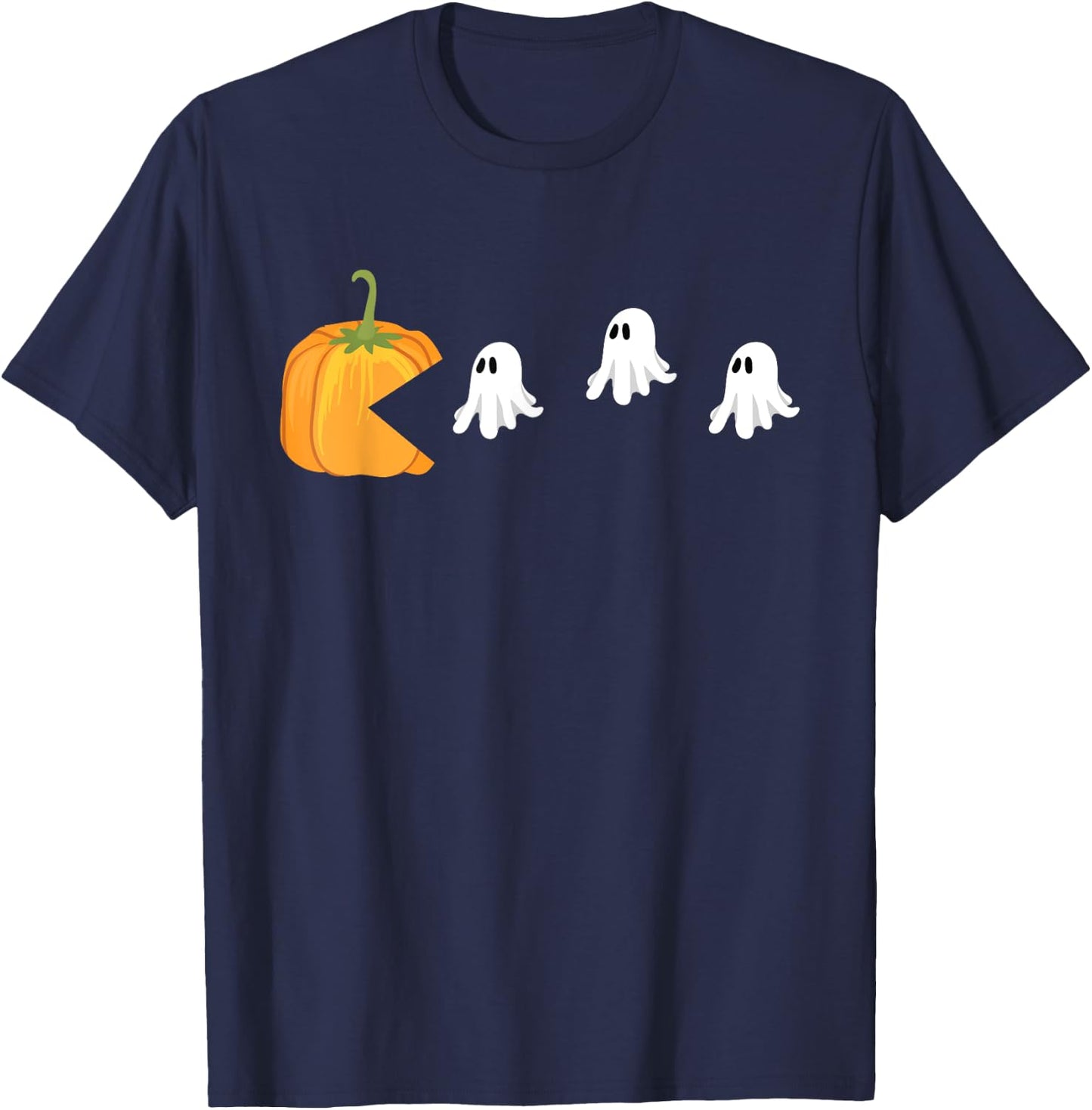 Pumpkin Eat Ghost Video Game Funny Gaming Halloween Gifts T-Shirt - T-Shirt | Navy