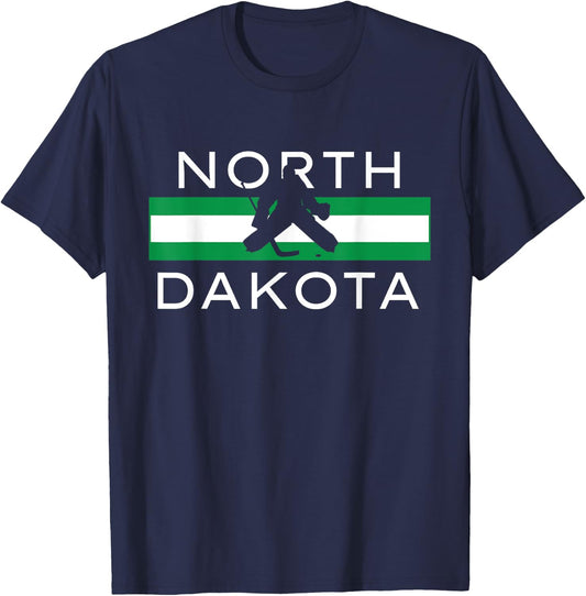 North Dakota Goalie Ice Hockey Player Coach Team State Gift T-Shirt - T-Shirt | Navy