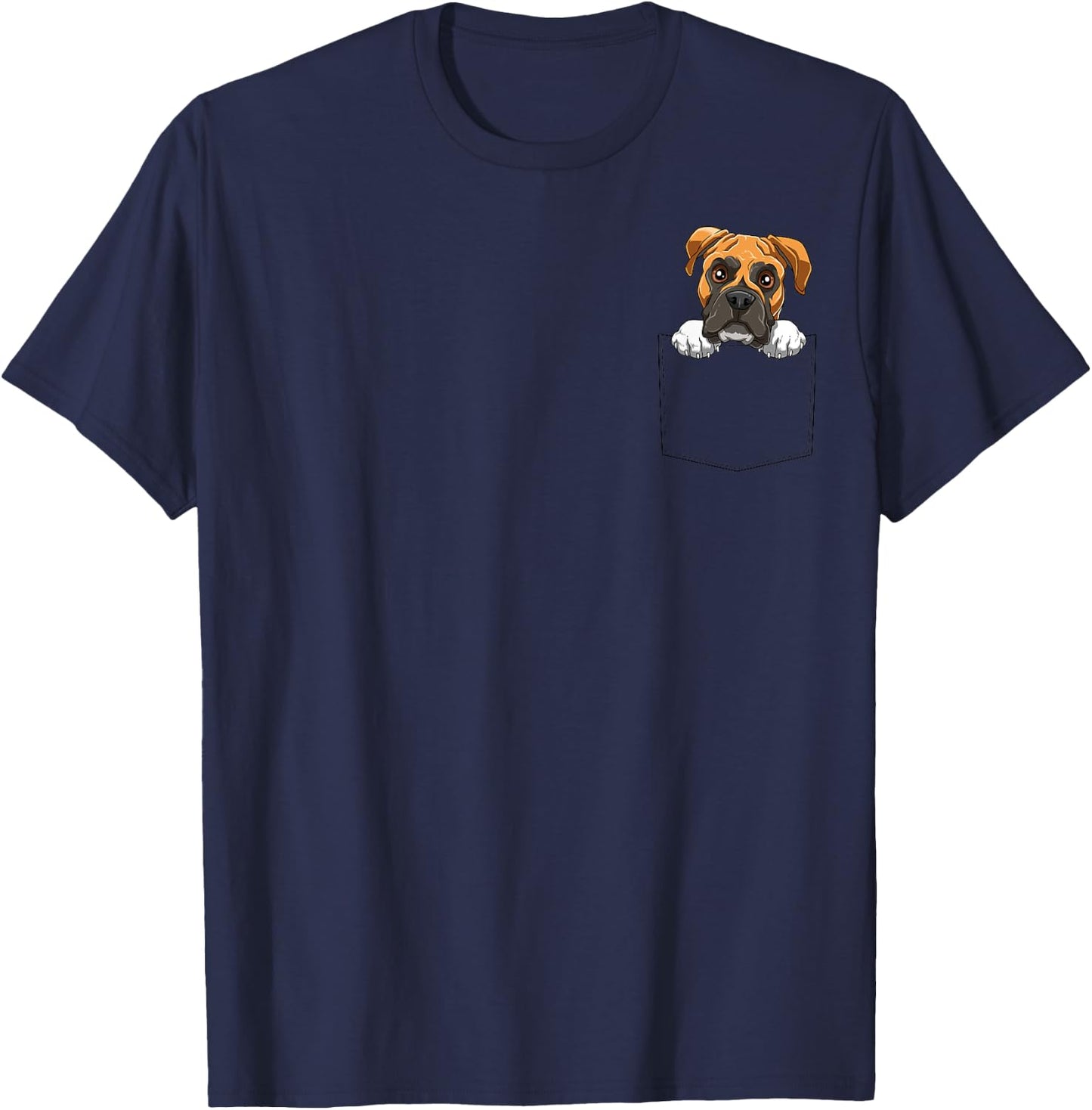 Boxer Dog Pocket Boxer Dog In Pocket Boxer Peeking T-Shirt - T-Shirt | Navy