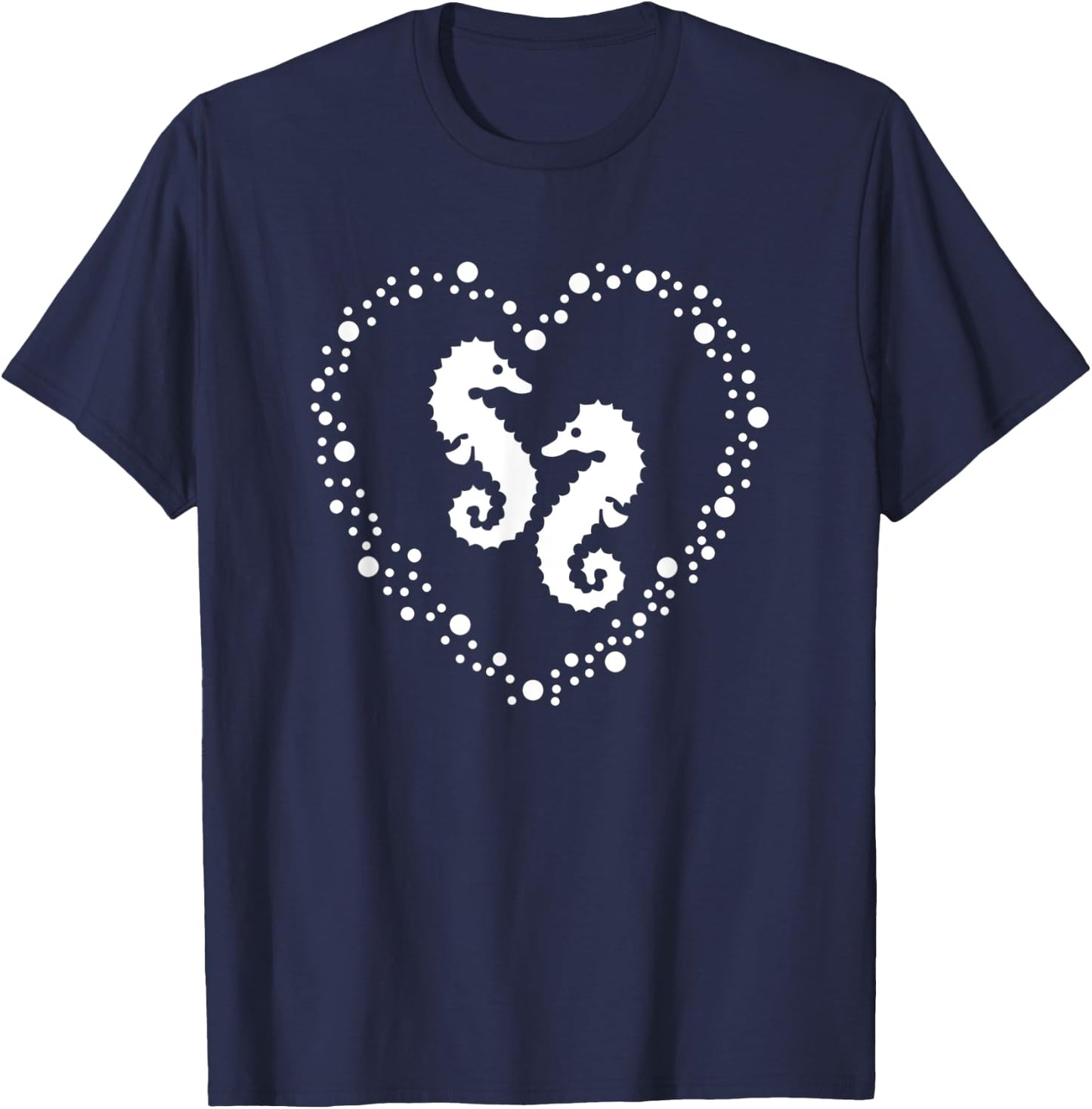 Seahorses in love in bubble heart mystical sea creatures T-Shirt - T-Shirt | Navy