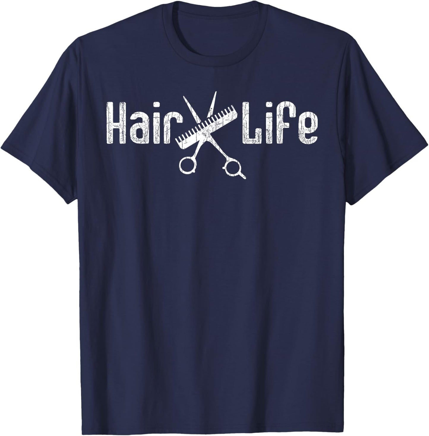 Hair Life Funny Hairdresser Hairstylist Barber Graphic T-Shirt - T-Shirt | Navy