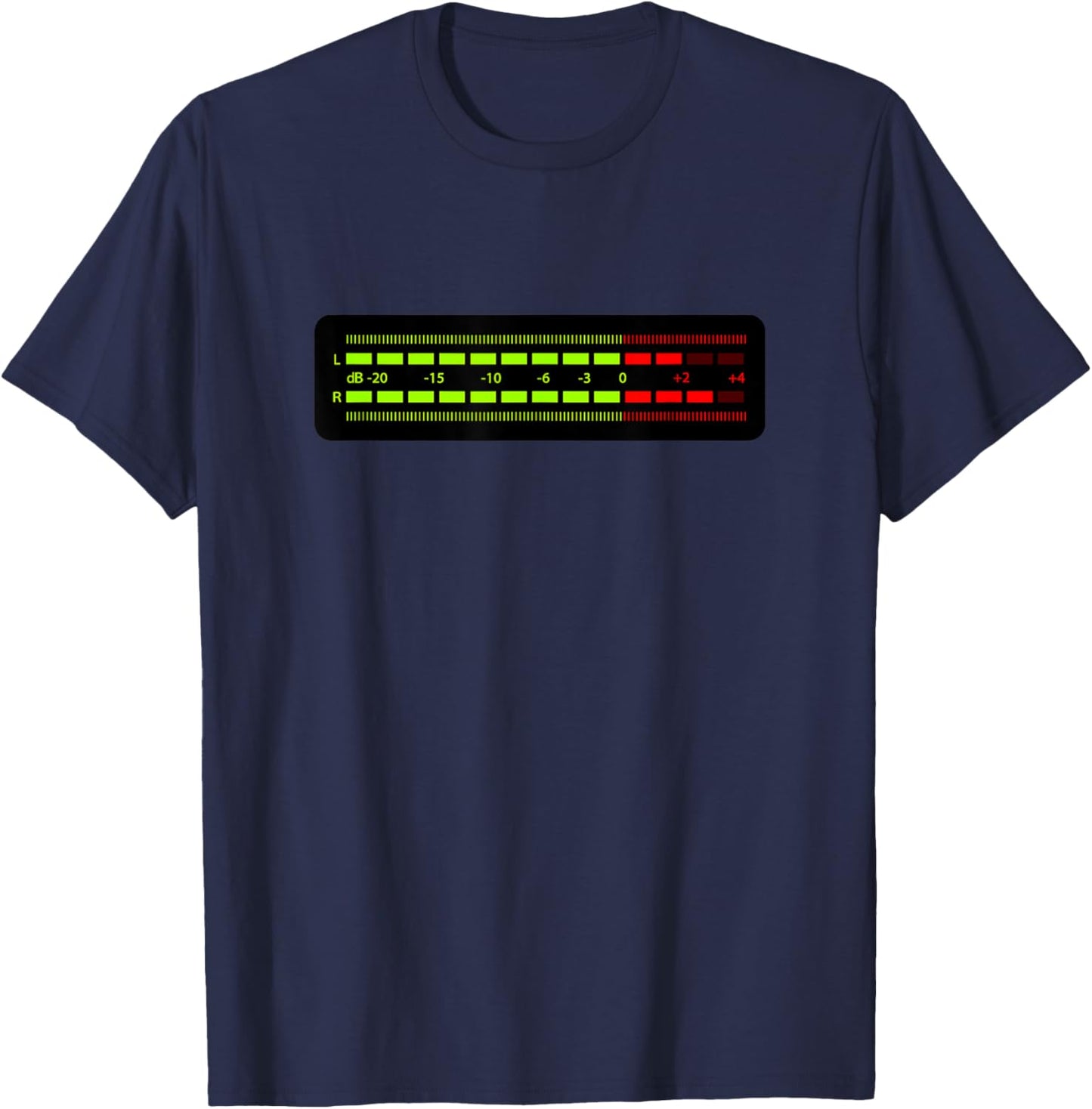 Retro VU Meter Sound Engineer Hi-Fi Stereo Music Lover T-Shirt - T-Shirt | Navy