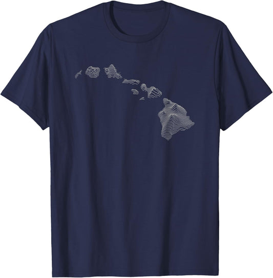 Hawaiian Island Chain Map T-Shirt - T-Shirt | Navy
