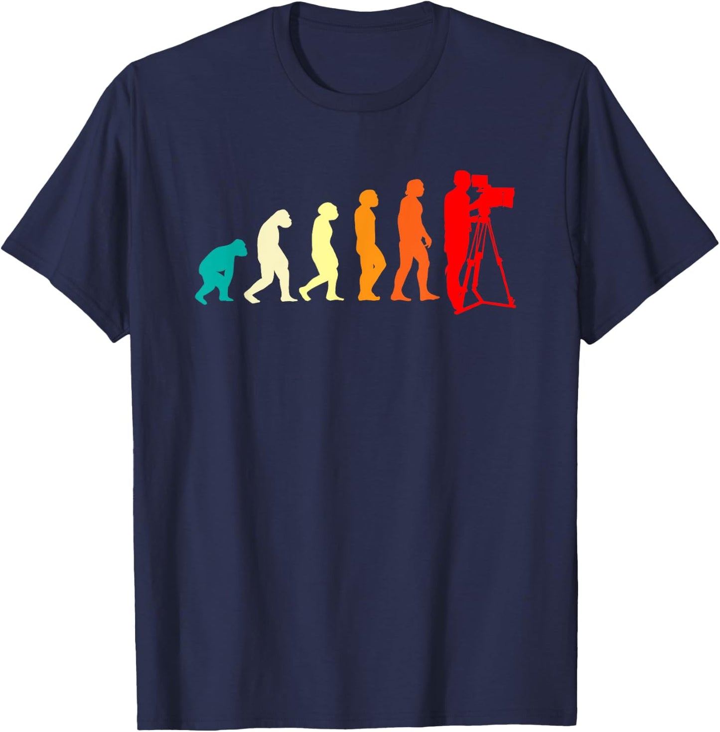 Film School Filmmaker Cinematographer Evolution Retro T-Shirt - T-Shirt | Navy