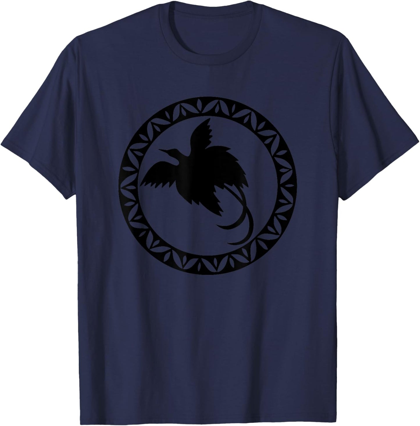 Men - Papua New Guinea Bird Of Paradise in Tribal Circle T-Shirt - T-Shirt | Navy