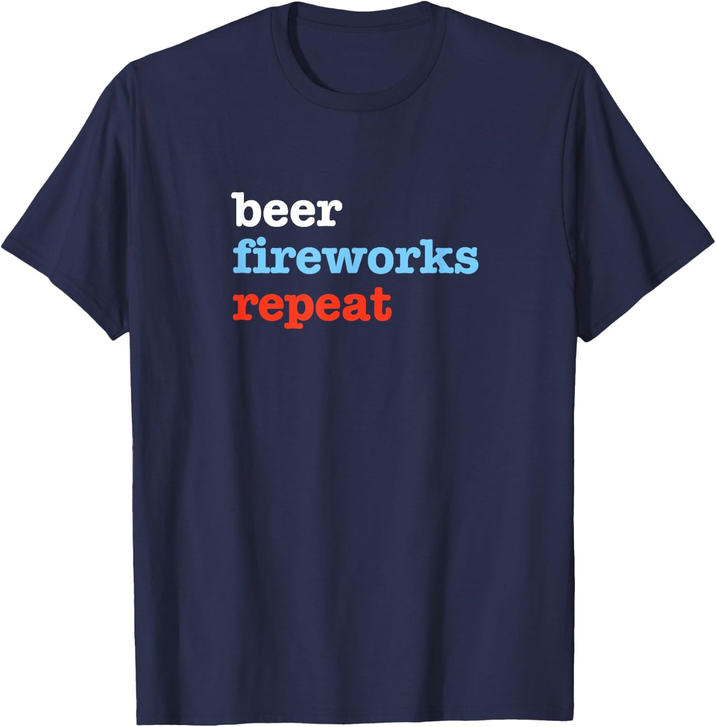 Beer Fireworks Repeat T-Shirt - T-Shirt | Navy