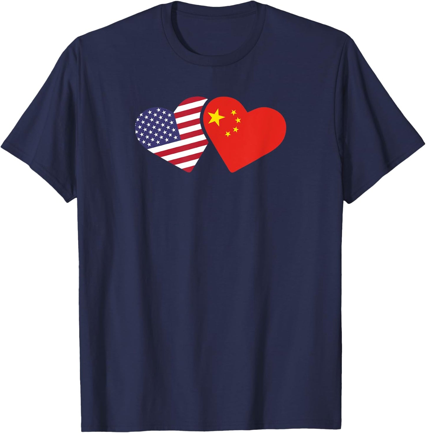China USA Flag T Shirt Heart Chinese American Love Gift T-Shirt - T-Shirt | Navy