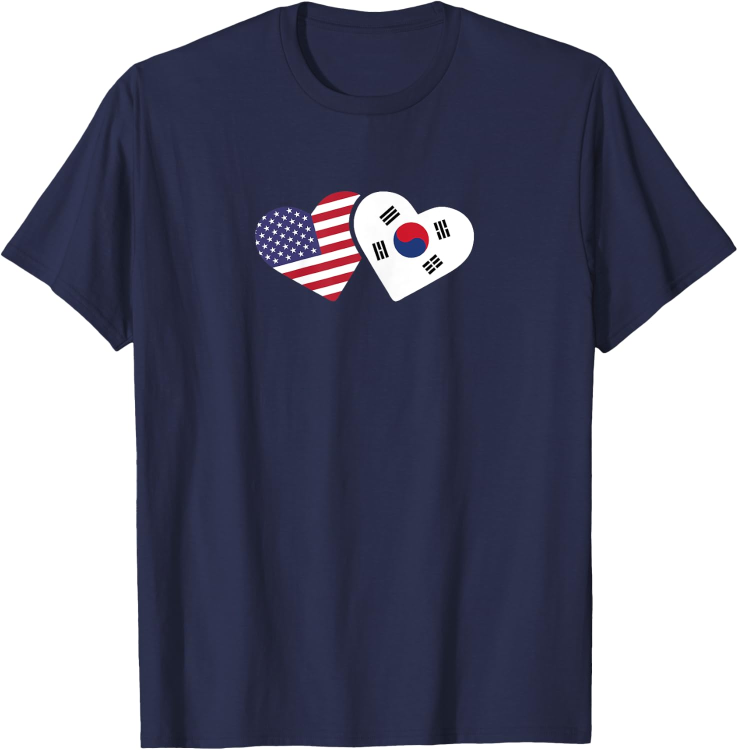 South Korea USA Flag Shirt Heart Korean American Love Gift Women T-Shirt - T-Shirt | Navy