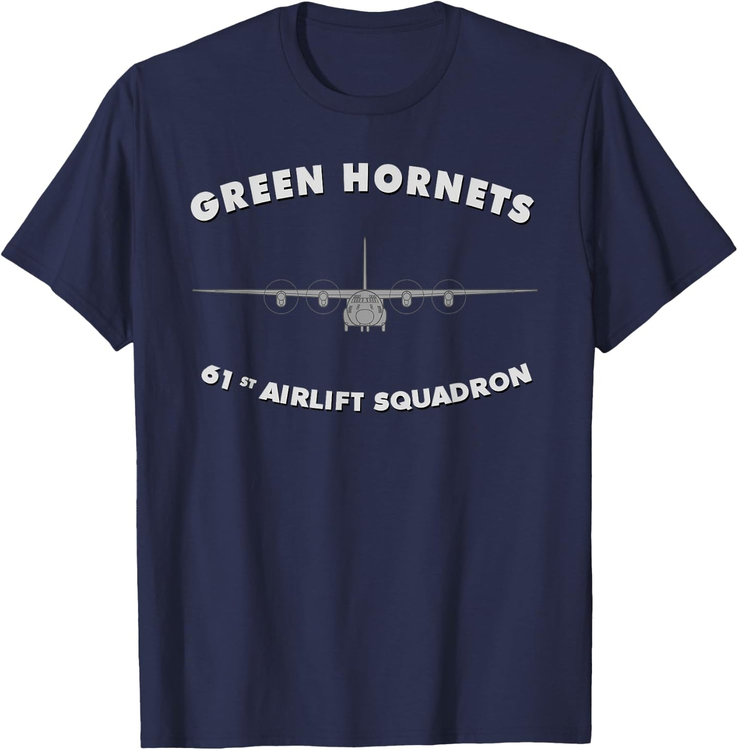 61st Airlift Squadron "Green Hornets" C-130 Hercules T-Shirt - T-Shirt | Navy