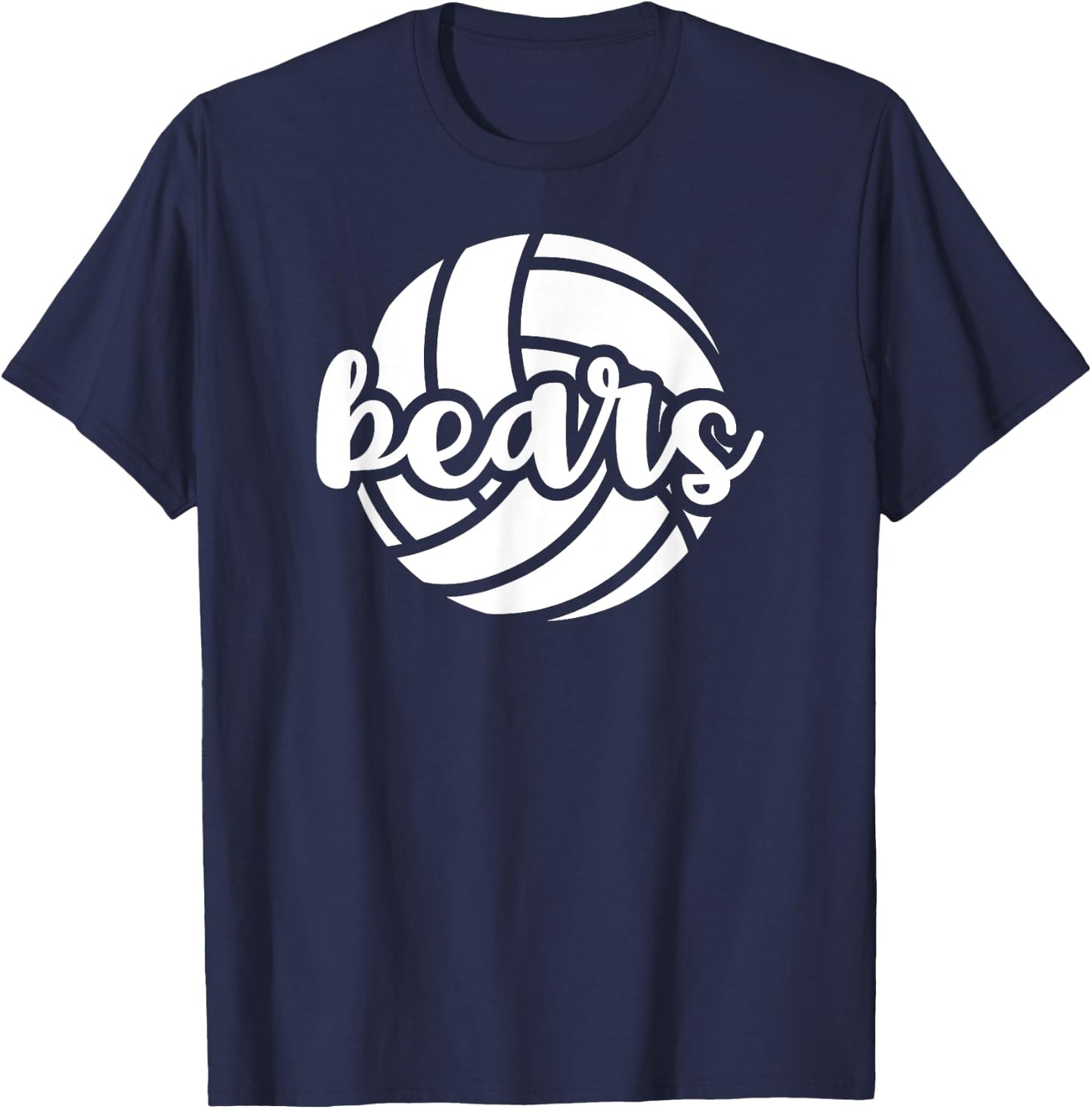 Bears Volleyball Team Mascot School Spirit Game Day T-Shirt - T-Shirt | Navy
