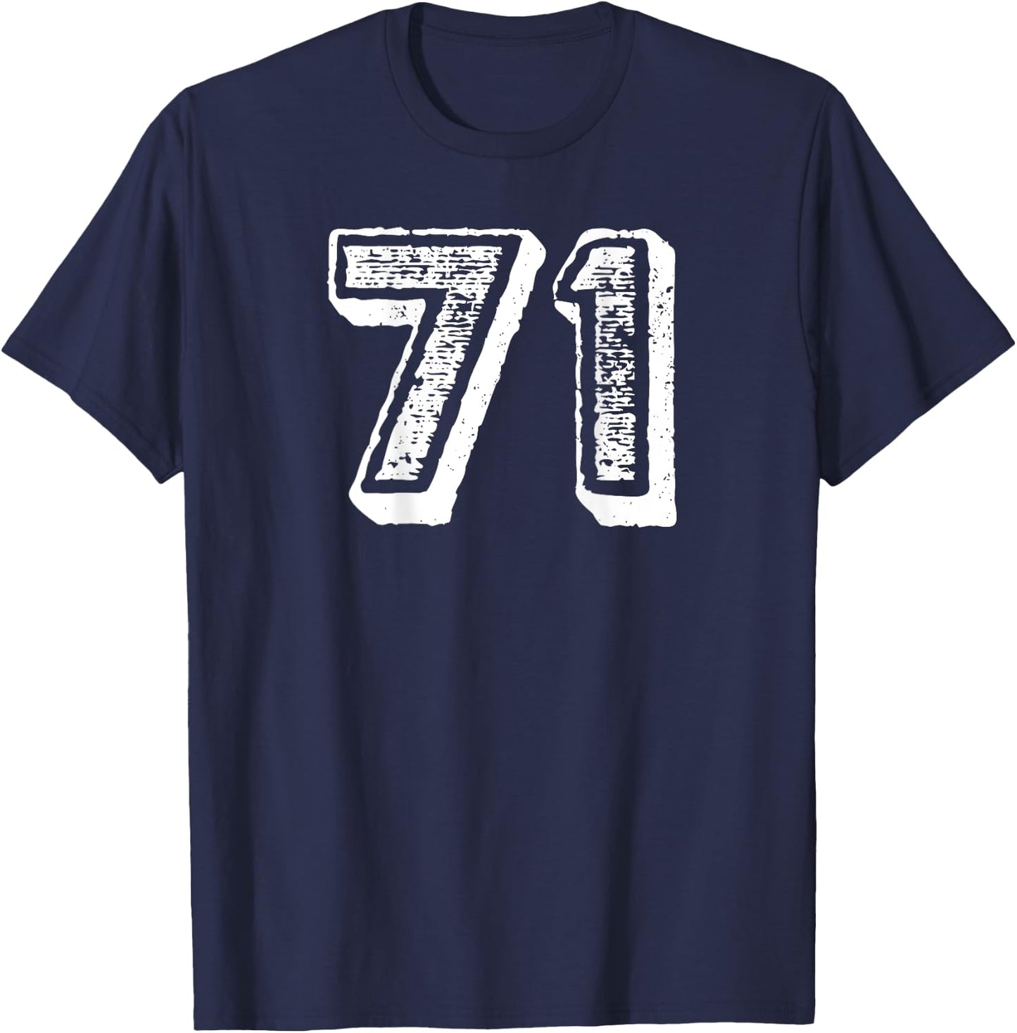 Number 71 Sports Jersey Player #71 Fan BACK PRINT Vintage T-Shirt - T-Shirt | Navy