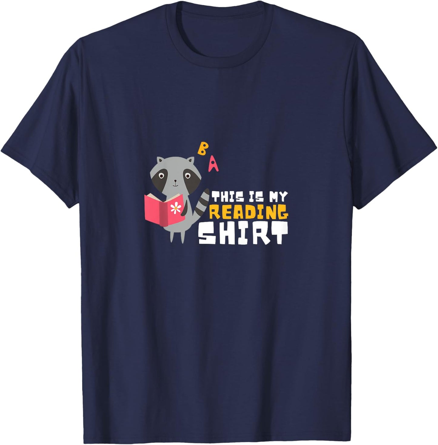 Kids Cute Kawaii Raccoon This is my reading T-Shirt - T-Shirt | Navy