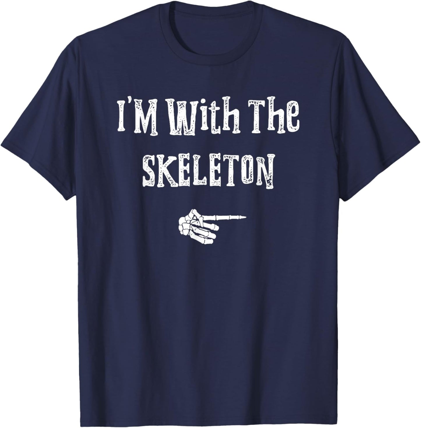 I'm With Skeleton Halloween Costume Funny Couples Matching T-Shirt - T-Shirt | Navy