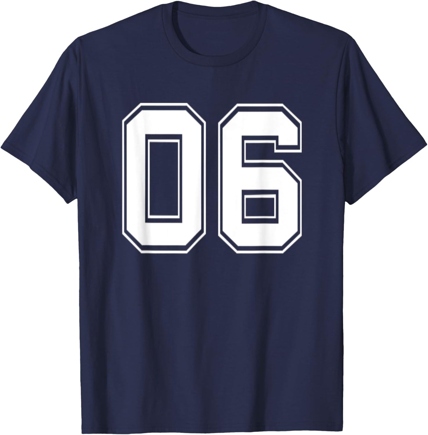 Number 06 Baseball Football Soccer Birthday T-Shirt - T-Shirt | Navy