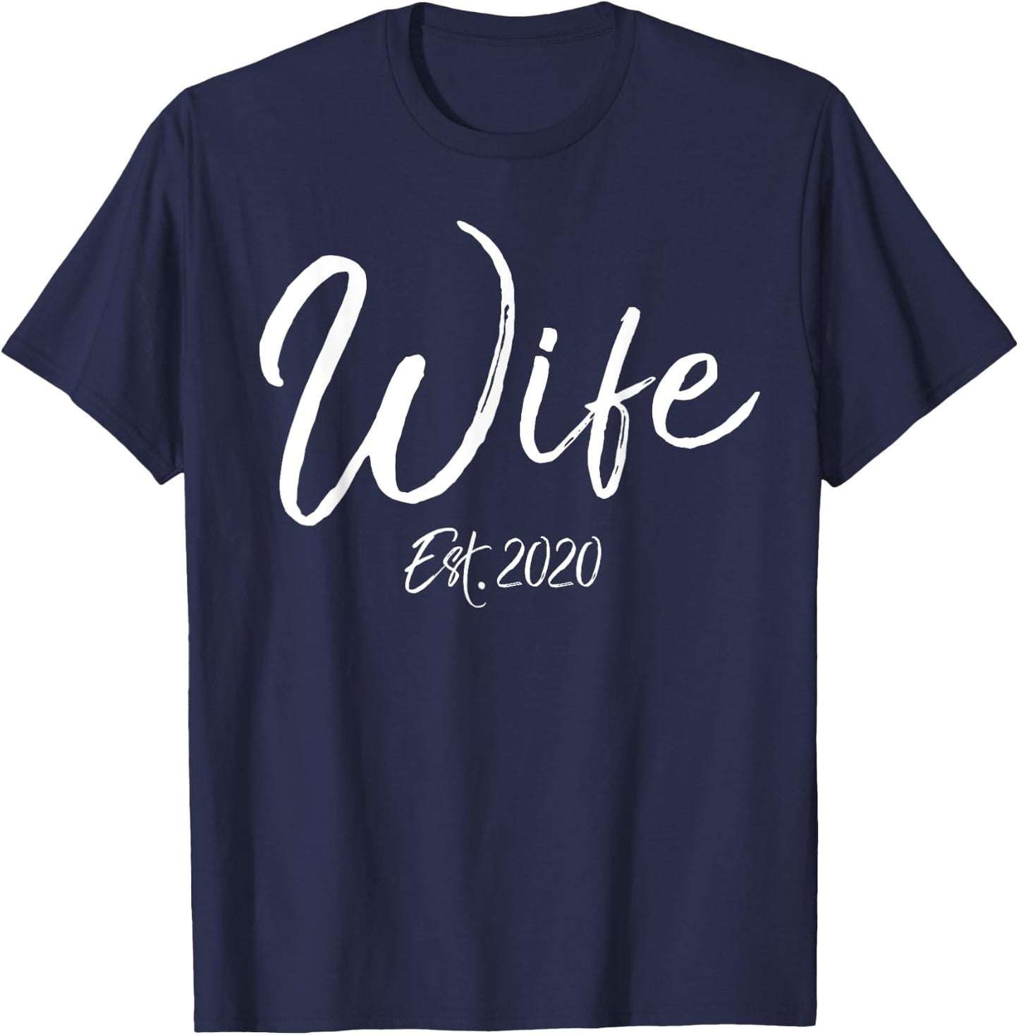 Matching Cute New Wife Gift from Husband Fun Wife Est. 2020 T-Shirt - T-Shirt | Navy
