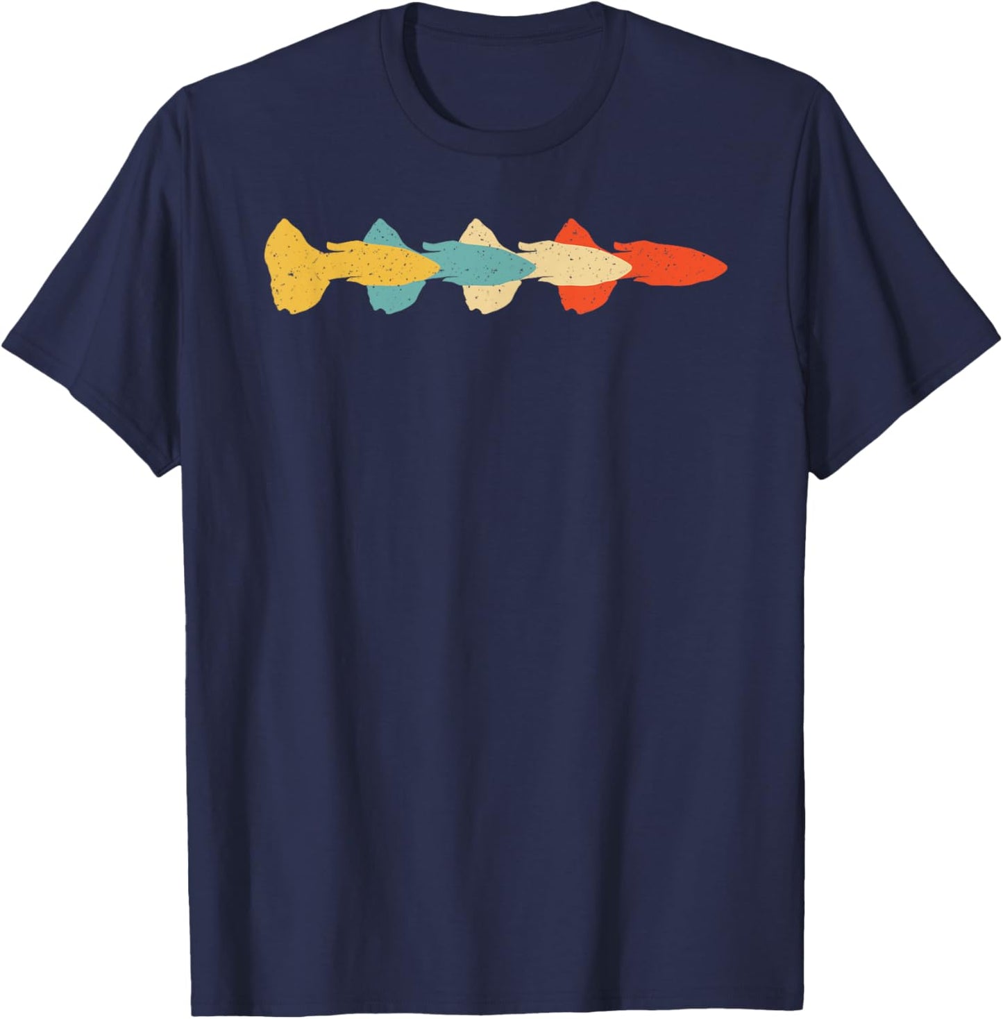 Guppy Vintage Retro Rainbow fish Pet Lover 60s 70s Gift T-Shirt - T-Shirt | Navy