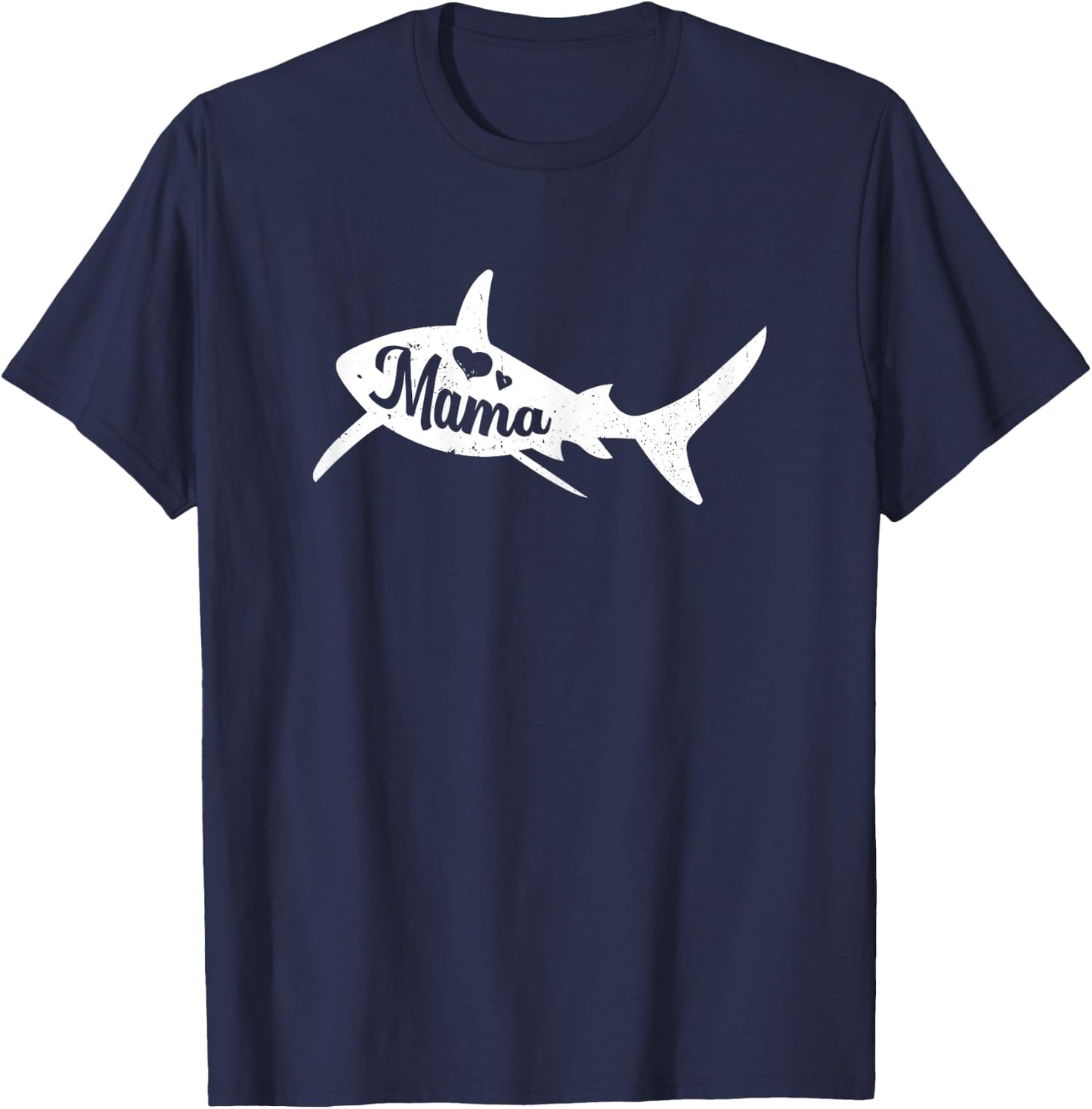 Mama Shark Mothers Day Cute Ocean Animal Mom Momma Mommy T-Shirt - T-Shirt | Navy