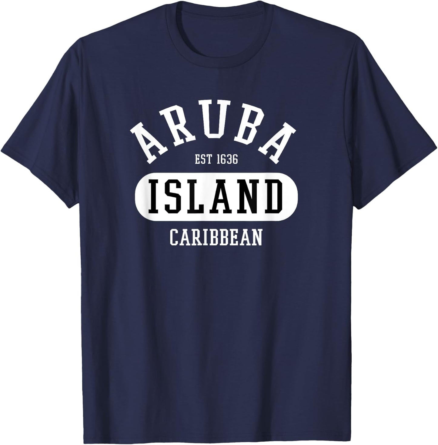 Retro Aruba Caribbean College Jersey Style Graphic Design T-Shirt - T-Shirt | Navy
