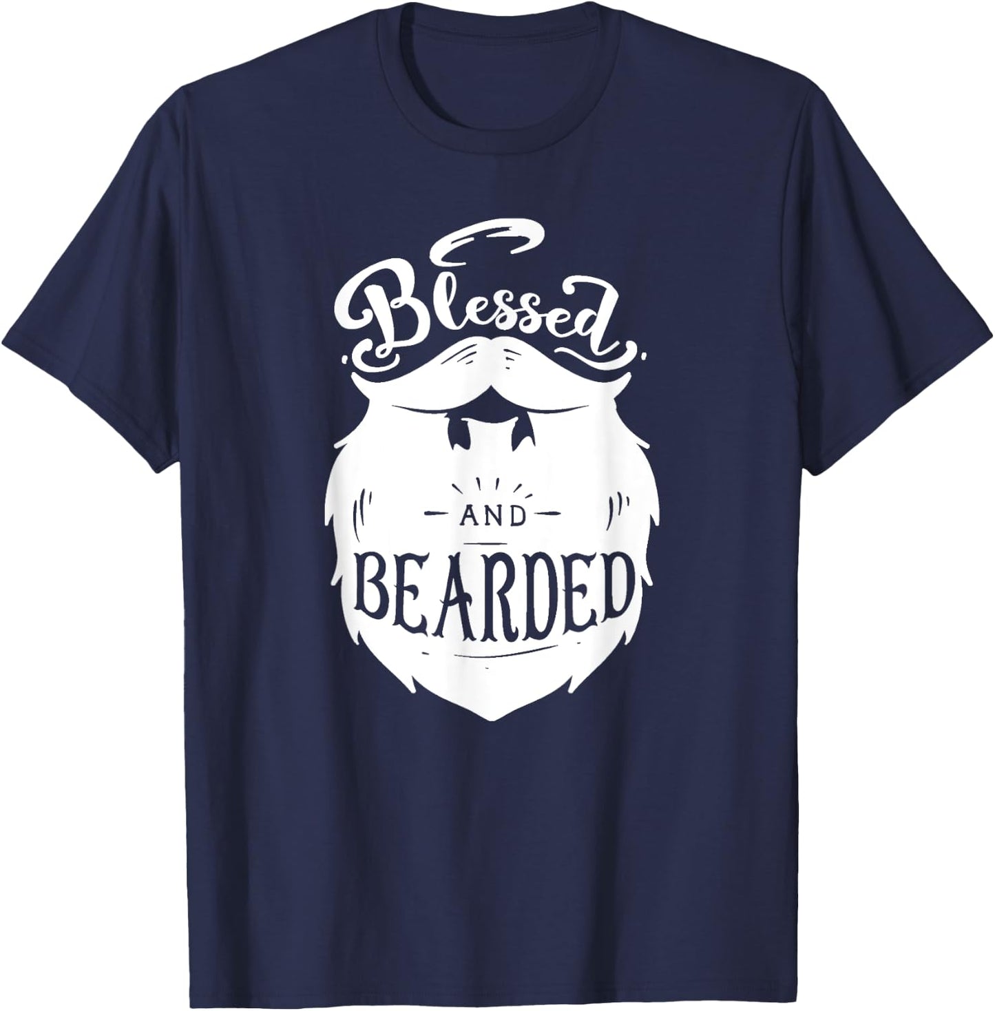 Blessed and Bearded - Jesus Praying Beard Hair Mustache T-Shirt - T-Shirt | Navy