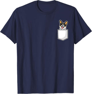 Corgi Dog Lover Corgi In Your Front Pocket Design T-Shirt - T-Shirt | Navy