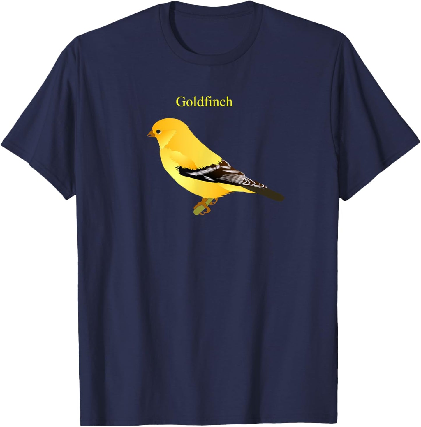 Yellow Finch Songbird Art T-Shirt - T-Shirt | Navy