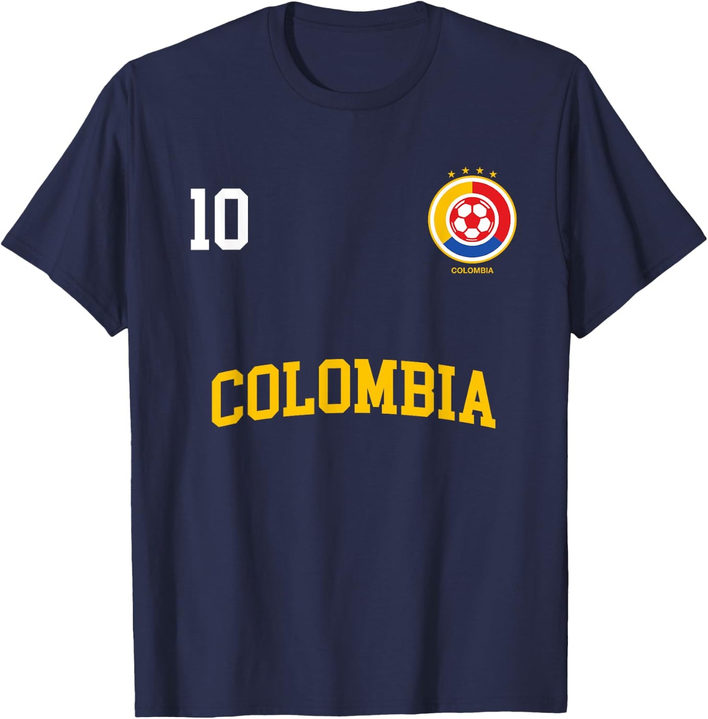 Colombia Soccer Shirt 10 + BACK Colombian Flag Camisa Futbol T-Shirt - T-Shirt | Navy